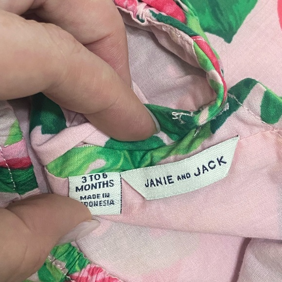 Janie & Jack 3-6 month tropical flamingo print ruffle romper - Picture 5 of 5